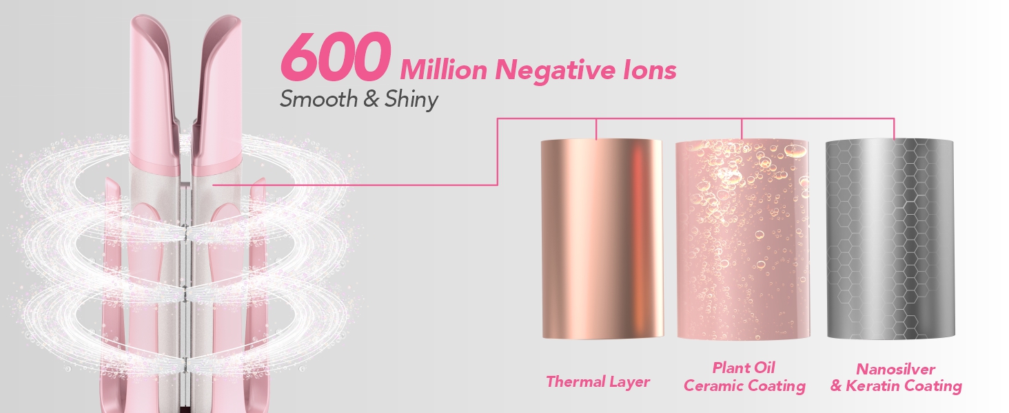 3 ionic outlets in curling iron 1/2 inch release 600M ions to eliminate frizz, creating shiny curls.