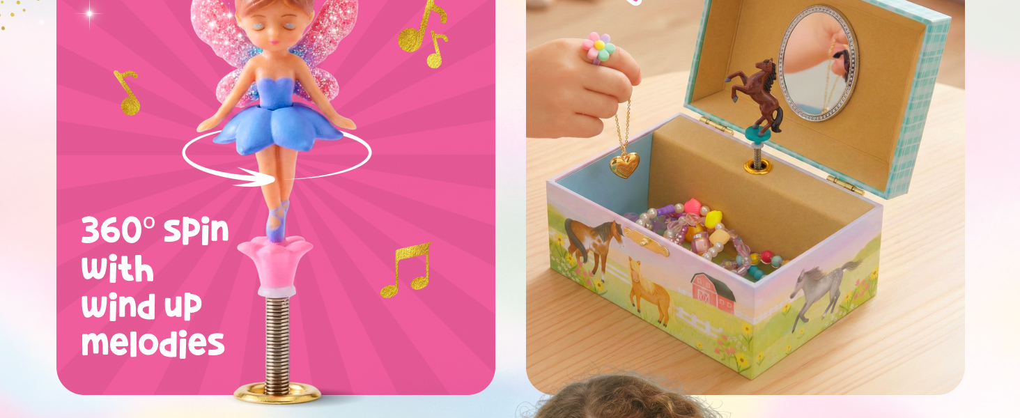 Little girl keepsake box with 360 spin and wind up melodies