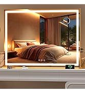 Batuso Vanity Mirror with Lights, 40" x 29" LED Makeup Mirror with 10X Magnification, Dimmable 3 ...
