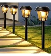 Priddop Solar Pathway Lights Outdoor 12 Pack Solar Lights Outdoor Waterproof 3000K Warm White Tun...