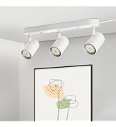 Fondiiz Plug in Track Lighting, Rotatable Heads 3 Ways Track Lighting, Track Lighting Fixtures Ce...