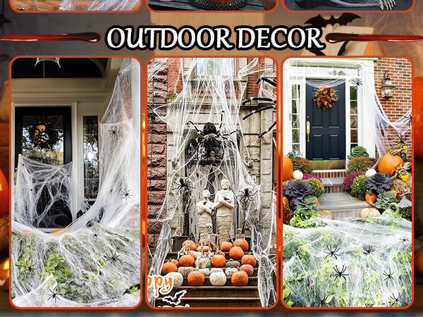 Halloween Spider Webs Fake Bats Fake Spiders
