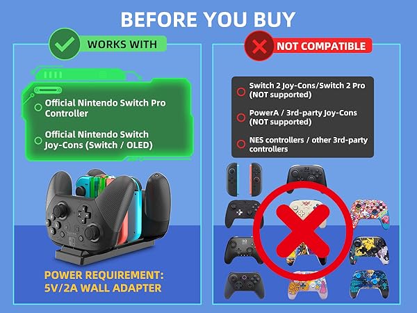 Controller Charger Dock for Nintendo Switch