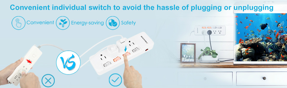 switched power strip power bar 4 outlet with separate on/off controls ul 1363a mini surge protector