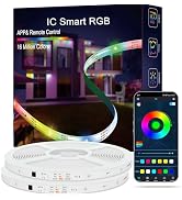 ERBTY Led Lights for Bedroom, IC+RGB 130FT (2 Rolls of 65ft) Strip Lights, 24Key Remote with App ...