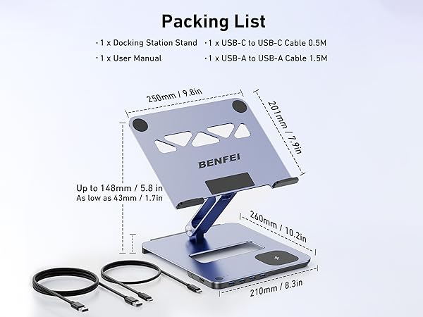 BENFEI Laptop Stand with USB C 6in1 Docking Station