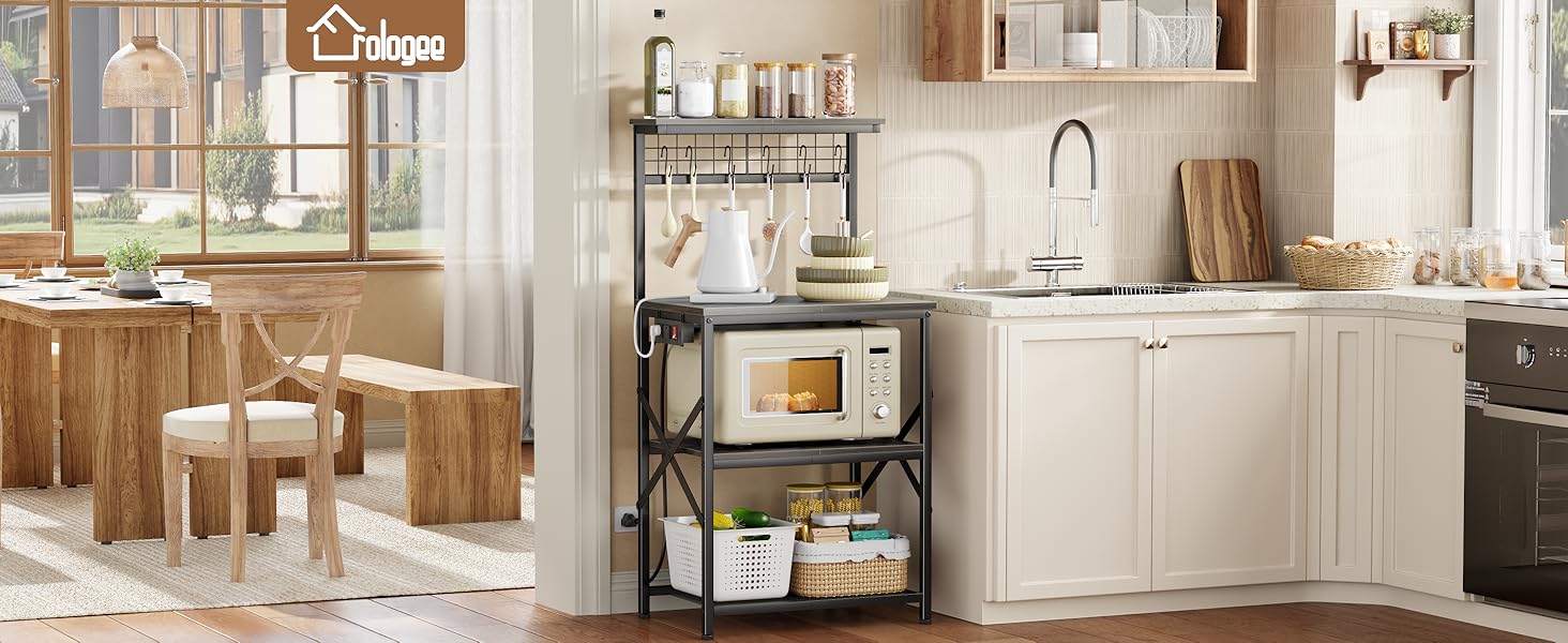 Kitchen Bakers Rack with Power Outlet