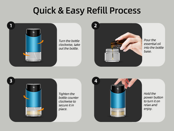 waterless diffuser essential oil scent aromatherapy portable battery operated home room office mini