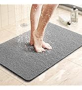 LuxStep Shower Mat Bathtub Mat,24x16 inch, Non-Slip Bath Mat with Drain, Quick Drying PVC Loofah ...