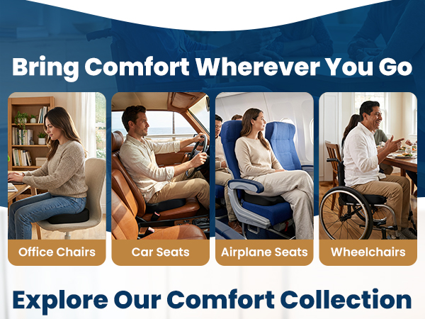 Memory Foam Seat Cushion Office Chair Car Ergonomic Accessories Tailbone Pain Relief Sciatica