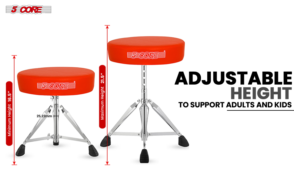 Product image 5 CORE Drum Throne Height Adjustable Guitar Stool Thick Padded Memory Foam 