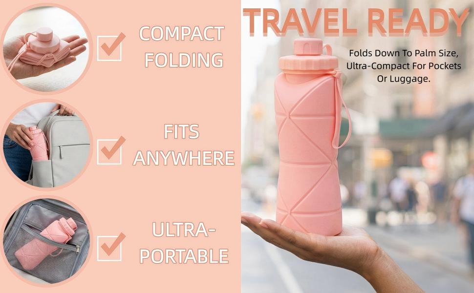 silicone foldable sports water bottl