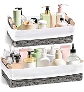 HomeHacks 2 Pack Storage Basket Paper Rope Baskets for Organizing with Handle Decorative Storage ...