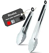 Riveira Stainless Steel Tongs for Cooking 9 and 12 inch | Non-Stick Kitchen Grill Tongs | BBQ Ton...