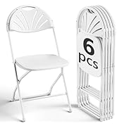 MAKE CHANGES Folding Chair 6 Pack, White Plastic No Assembly Required Outdoor Folding Chairs with...