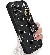 Jefonha Compatible with Phone 17 Pro Max Case with Finger Hand Strap for Girls Women, Cute Polka ...