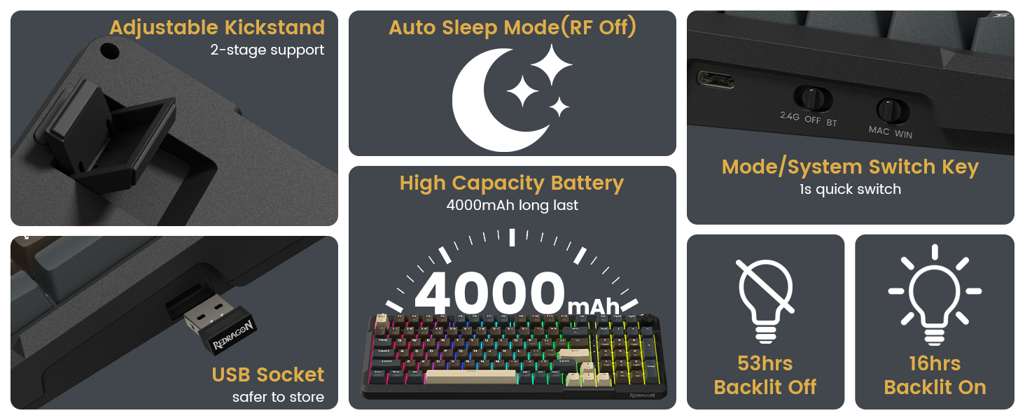 Redragon K742 Wireless Mechanical Gaming Keyboard with Knob