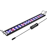 hygger 9W Full Spectrum Aquarium Light with Aluminum Alloy Shell Extendable Brackets, White Blue ...