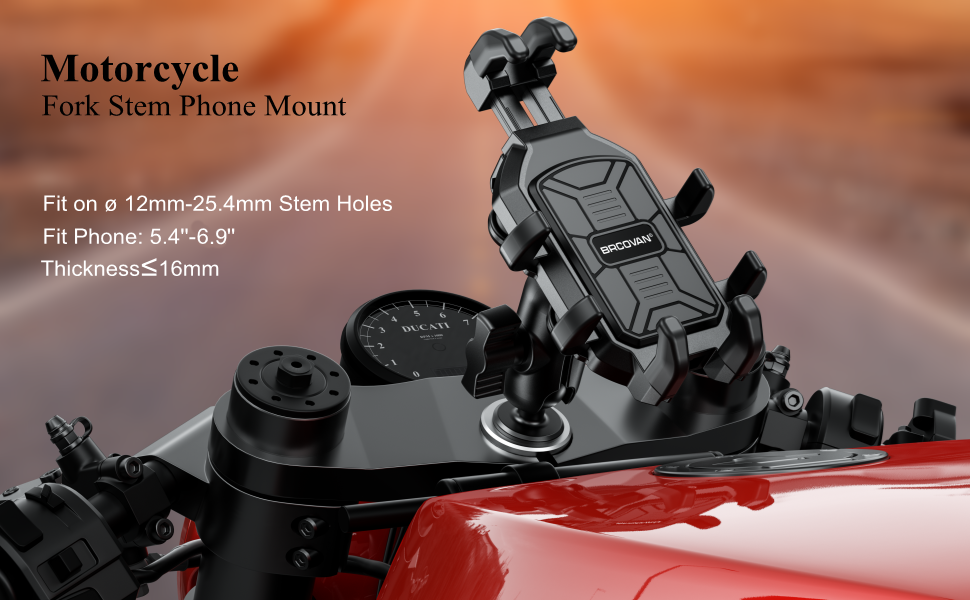 Motorcycle fork stem phone mount with vibration dampener
