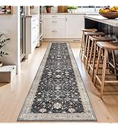 RUUGME Kitchen Runner Rug 2x10: Hallway Washable Runners Vintage Black Multi Floral Design Low Pi...