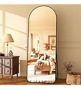 HARRITPURE 64"x21" Arched Full Length Mirror Floor Mirrors with Aluminum Alloy Frame Free-Standin...