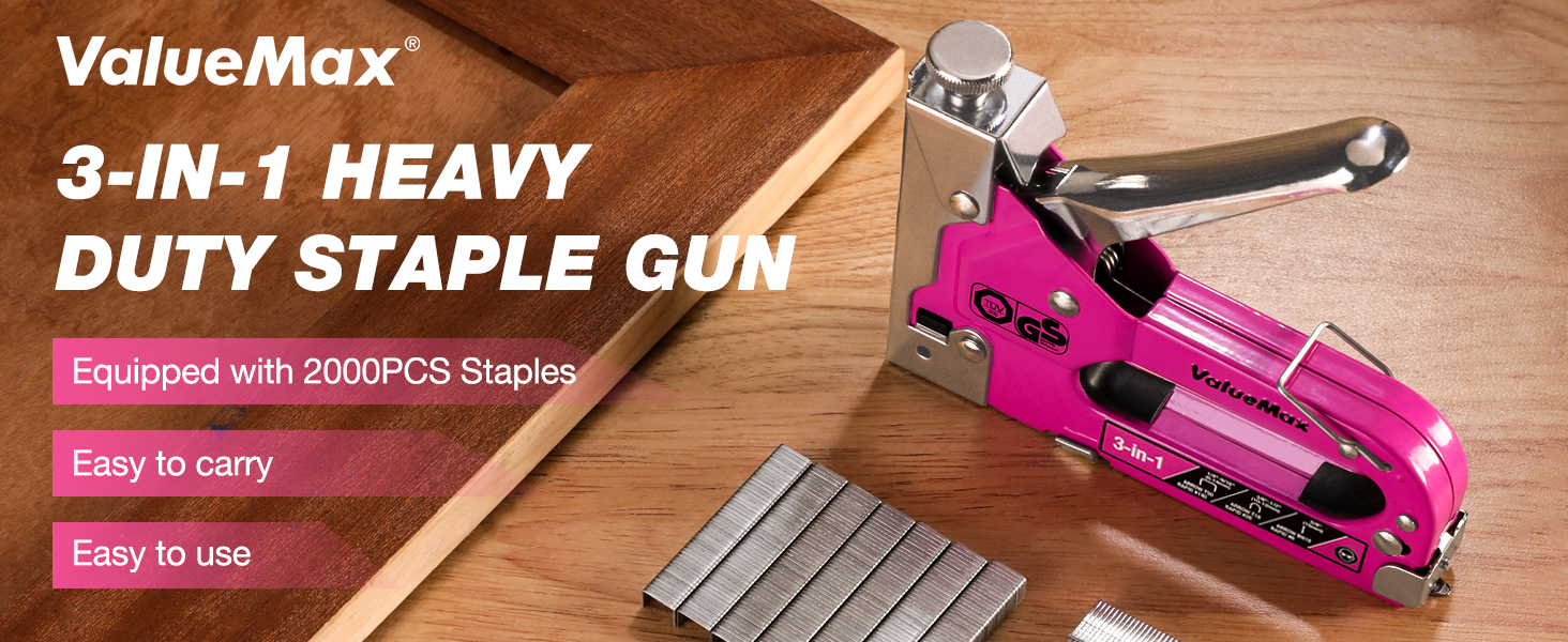 Heavy Duty 3-in-1 Manual Nail Gun with 2000 Staples