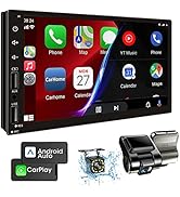Leadfan Double Din Car Stereo with Dash Cam, Support Apple Carplay and Android Auto, 7INCH Full H...
