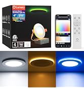 Lumary Smart Recessed Lighting Pro 4 Inch with RGB/Night Ring, 9W 780LM Smart WiFi Wafer Downligh...