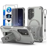 for Samsung S24&amp;S25 case[Compatible with MagSafe][with 2 * 9H Fingerprint Unlock Glass Screen Pro...