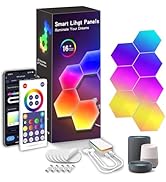 OUGETHER Hexagon Wall Light RGB Panel - Smart APP &amp; Voice Control RGB Hexagonal Modular Gaming Li...