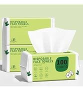 Disposable Face Towels 300 Count, Biodegradable Ultra Soft &amp; Thick Facial Towels for Sensitive Sk...