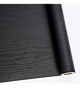 Abyssaly Black Wood Peel and Stick Wallpaper Decorative Self-Adhesive Film for Surfaces Easy to C...