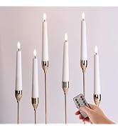 Eywamage Short White Flameless Taper Candles with Remote, Flickering Battery LED Wax Candlesticks...