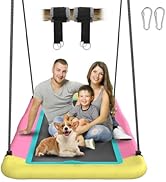 60'' Rectangle Platform Tree Swing for Kids and Adults, Giant Flying Swing with Adjustable Hangin...