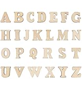 VILLCASE 200Pcs Small Wooden Letters for Crafts 0.59 Inch Unfinished Wood Cutouts Alphabet DIY Pa...