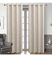 Erbnaryx 80% Blackout Curtains for Bedroom, Cocoa Scroll Floral Patterned Curtains 63 Inch Length...