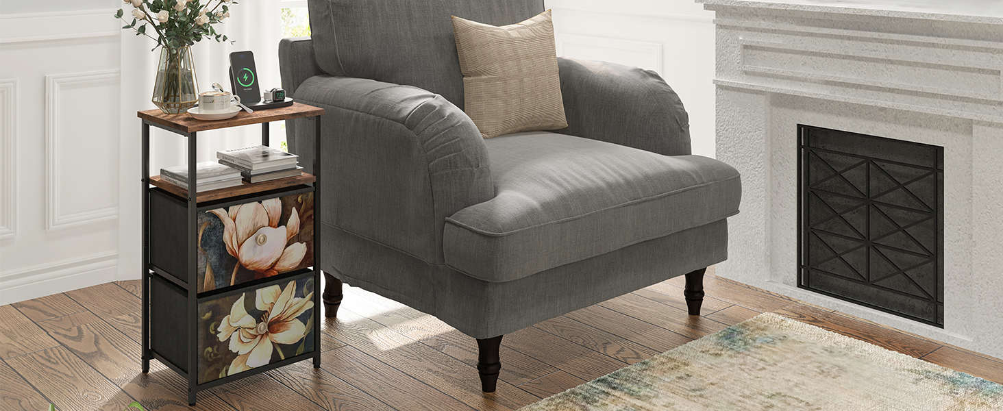 Nightstands Set of 2 with Charging Station