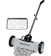18-Inch Rolling Magnetic Sweeper with 9.5-inch Magnetic Trays, 45-Pound Capacity Telescoping Magn...