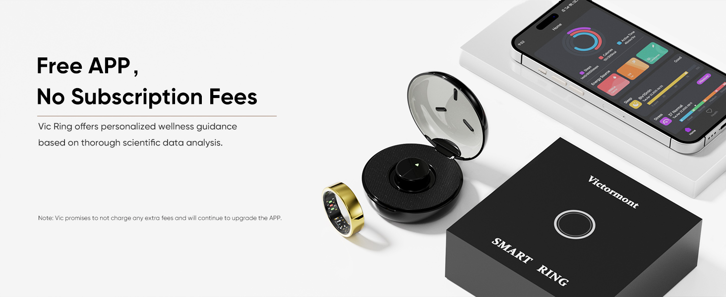 VIC Smart Ring for Women Men No Subscription Fees All Features Included Track Sleep HRV SpO2 Anytime