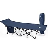 LET'S CAMP Outdoor Folding Camping Cots for Adults 600 lbs, Portable Heavy Duty Sleeping Cot Dura...