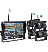 EVERSECU 4pcs Digital HD 1080P Wireless Car Backup Cameras with 9 inch 4ch Quad Display Monitor/C...