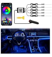 Interior Car LED Strip Lights APP Control, 5 in 1 RGB 16 Million Colors Ambient Lighting Kit with...