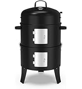 GRiliFE 16" Charcoal Smoker, 3 in 1 Heavy Duty Vertical Barbecue Grill, Outdoor Fire Pit 402 Squa...