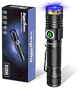 DARKDAWN UV 365nm Light Flashlight USB Rechargeable Ultraviolet LED Woods Lamp Portable Blackligh...