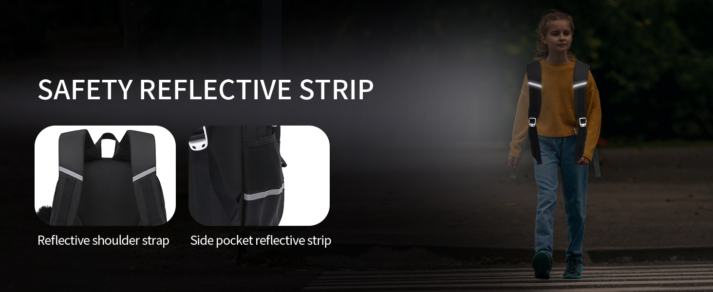 Girls Backpack Black Reflective Strips
