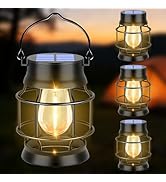 TomCare Solar Lanterns Lights Outdoor Waterproof Metal Hanging Solar Lights Lantern for Outdside ...