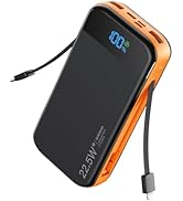 LENGSUM Portable Charger Power Bank Built-in Cables, 32000mAh 22.5W USB C Fast Charging, 5 Output...