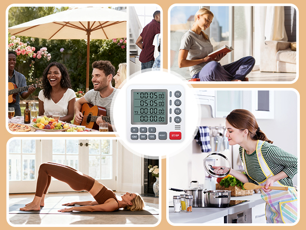 TPNEG Digital Kitchen Timer - 4-Channel Cooking Timer with Alarm