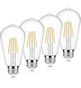 Brightever 4-Pack Vintage LED Edison Bulbs 60W Equivalent, 6W ST58 2700K Warm White Antique LED F...