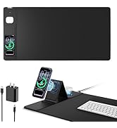 Mouse Pad with Magnetic Wireless Charging &amp; Adjustable Phone Stand, 31.5"x15.8" Extended Desk Mat...